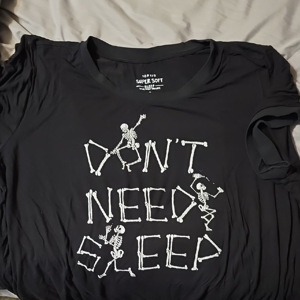 Torrid Black Sleep Tee with Skeleton Print